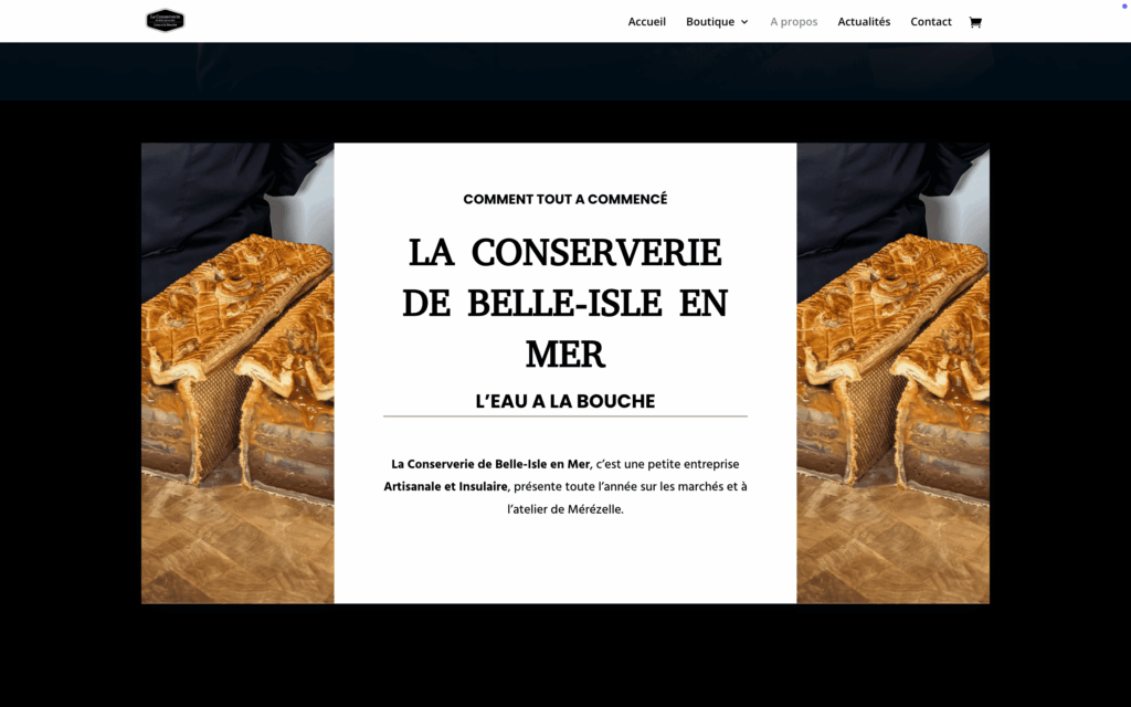 site e-commerce page à propos